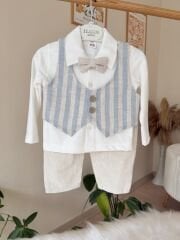 Mavi papyon yelekli 3’lü takım