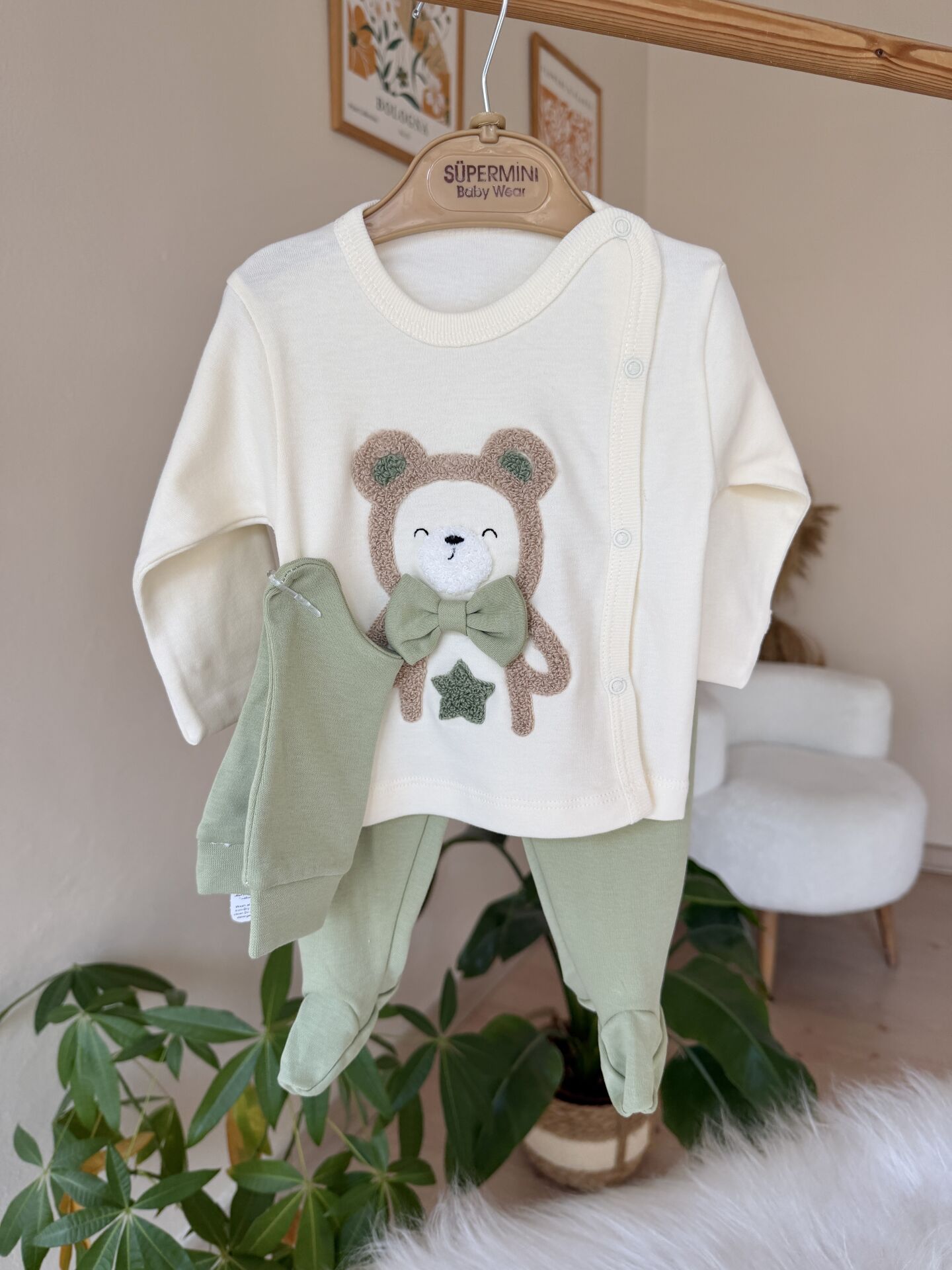 Yeşil papyonlu ayıcık 3’lü pratik takım