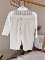 Kahve papyon yelekli 3’lü takım