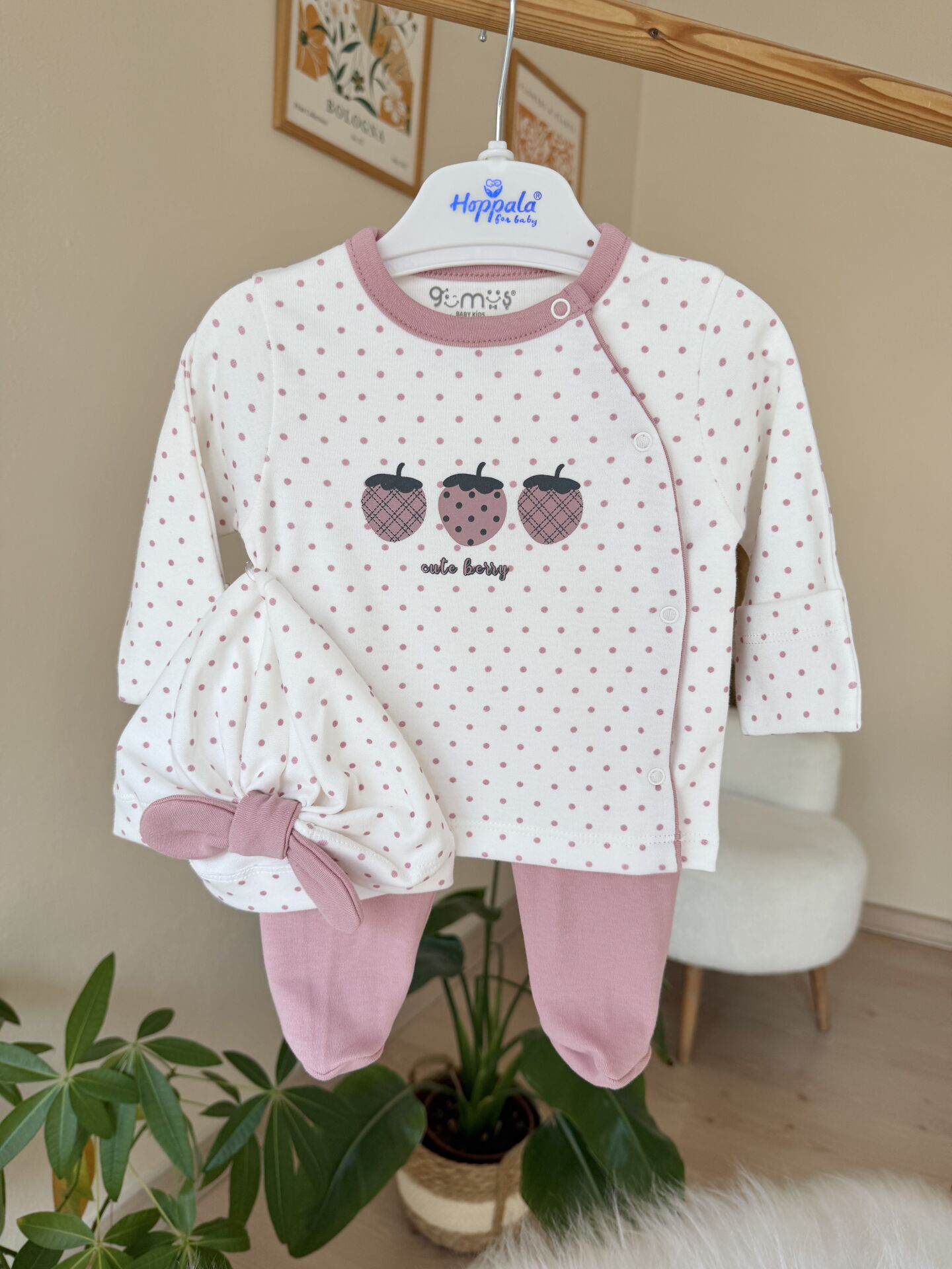 Gül kurusu puanlı çilek 3’lü pratik takım