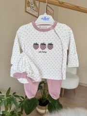 Gül kurusu puanlı çilek 3’lü pratik takım