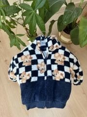 Lacivert ayıcıklı peluş hırkalı 3’lü takım