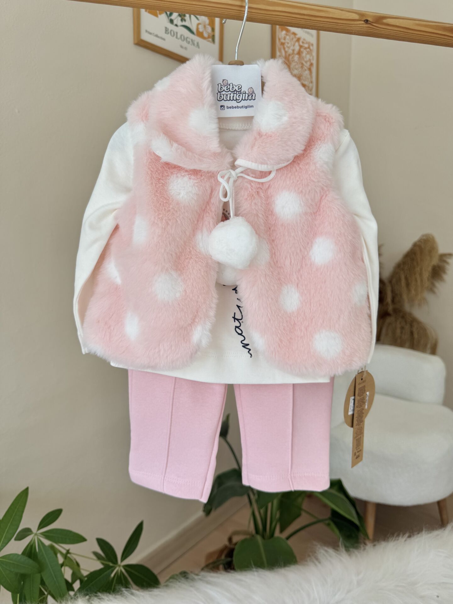 Premium kürk yelekli 3’lü takım