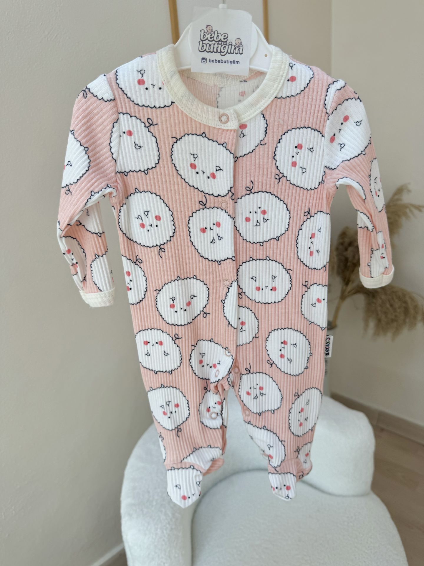 Sevimli pembe desen 3’lü tulum set