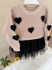 Gül kurusu trikolu kalpli takım