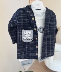 Lacivert gömlekli 3’lü takım