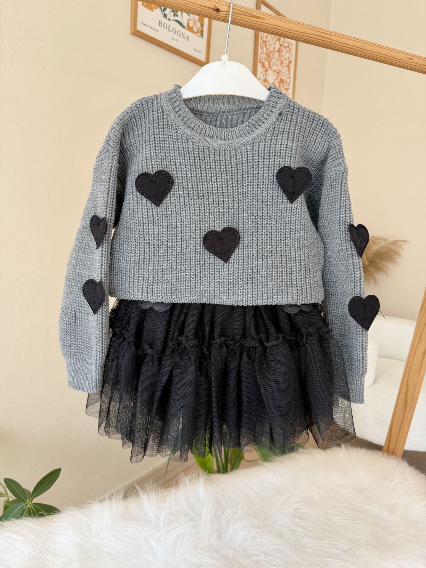 Gri trikolu kalpli takım