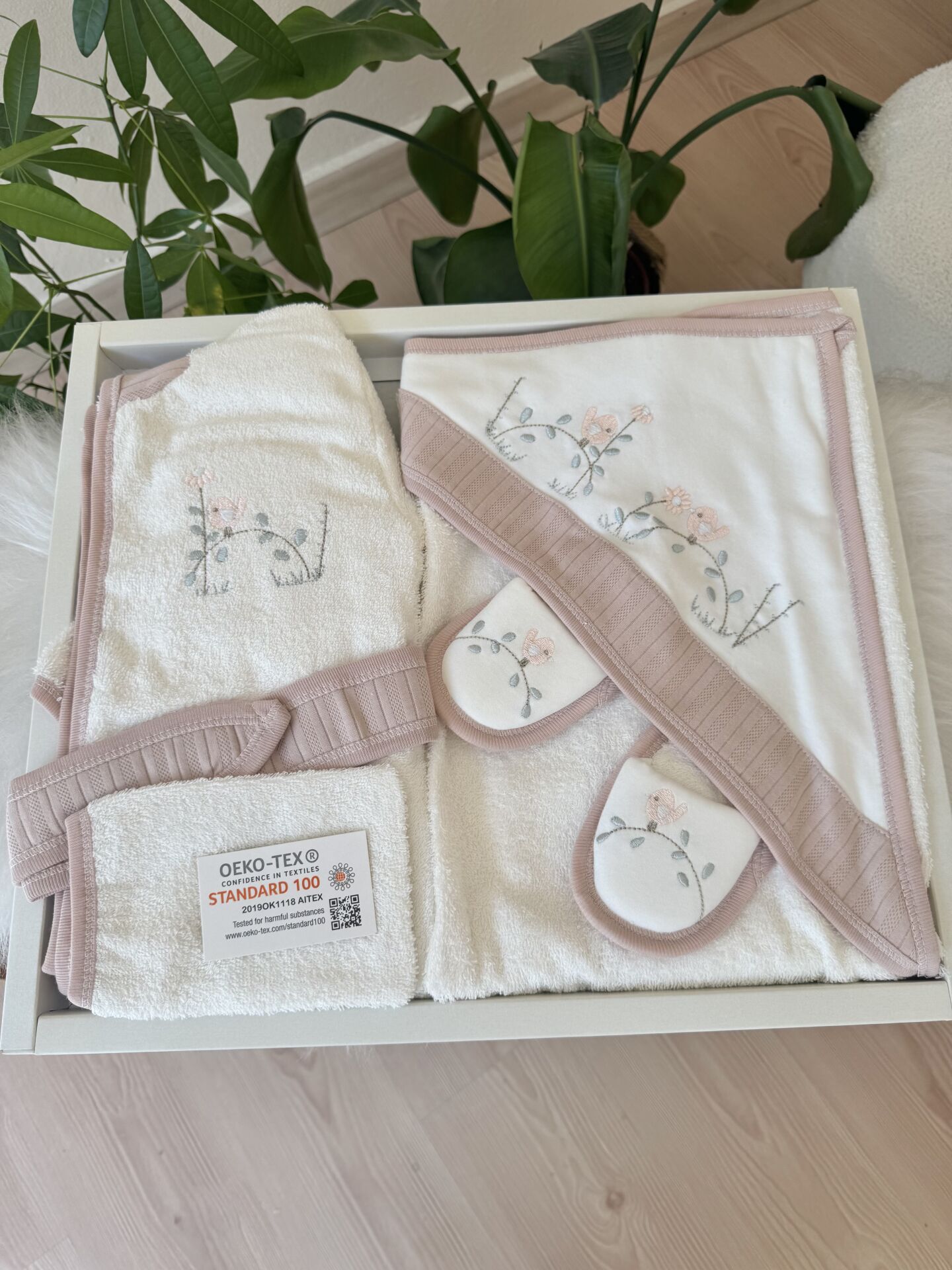PREMİUM kuşlu gül kurusu banyo set