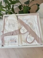 PREMİUM kuşlu gül kurusu banyo set