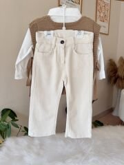 Premium tasarım süveterli 3’lü takım (krem)