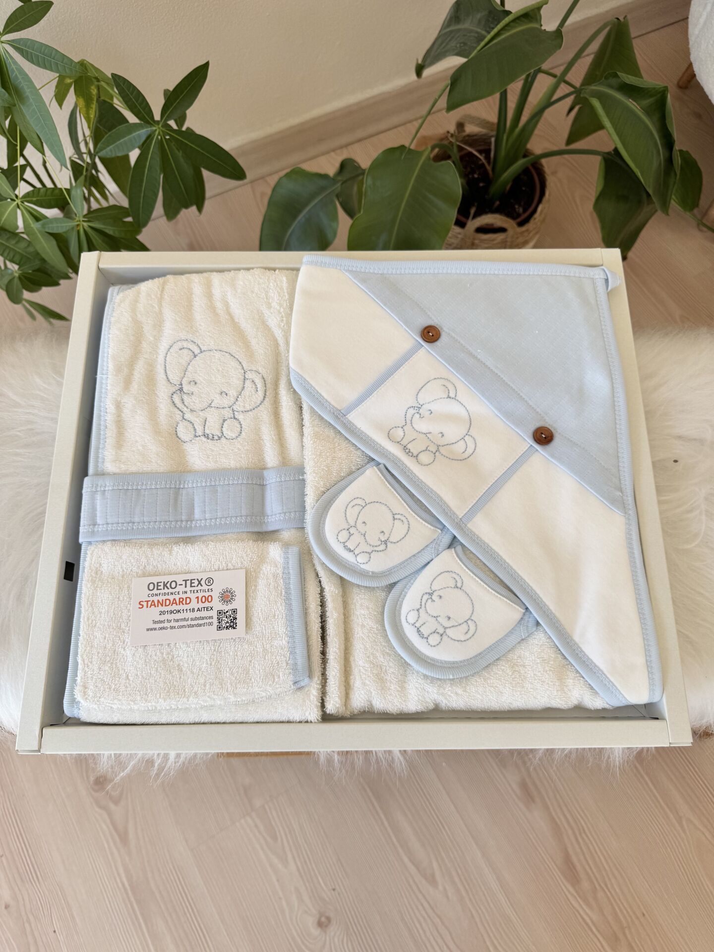 Bebe mavisi filli 4 parça banyo set
