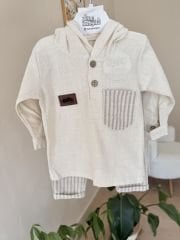 Bej keten müslin 2’li takım