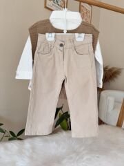 Premium tasarım süveterli 3’lü takım (bej vizon)