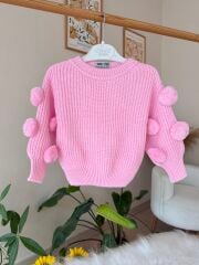 Pembe ponponlu triko