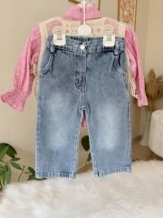 Pembe tasarım süveterli 3’lü takım