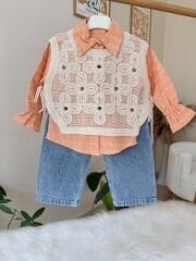 Yavruağzı tasarım süveterli 3’lü takım