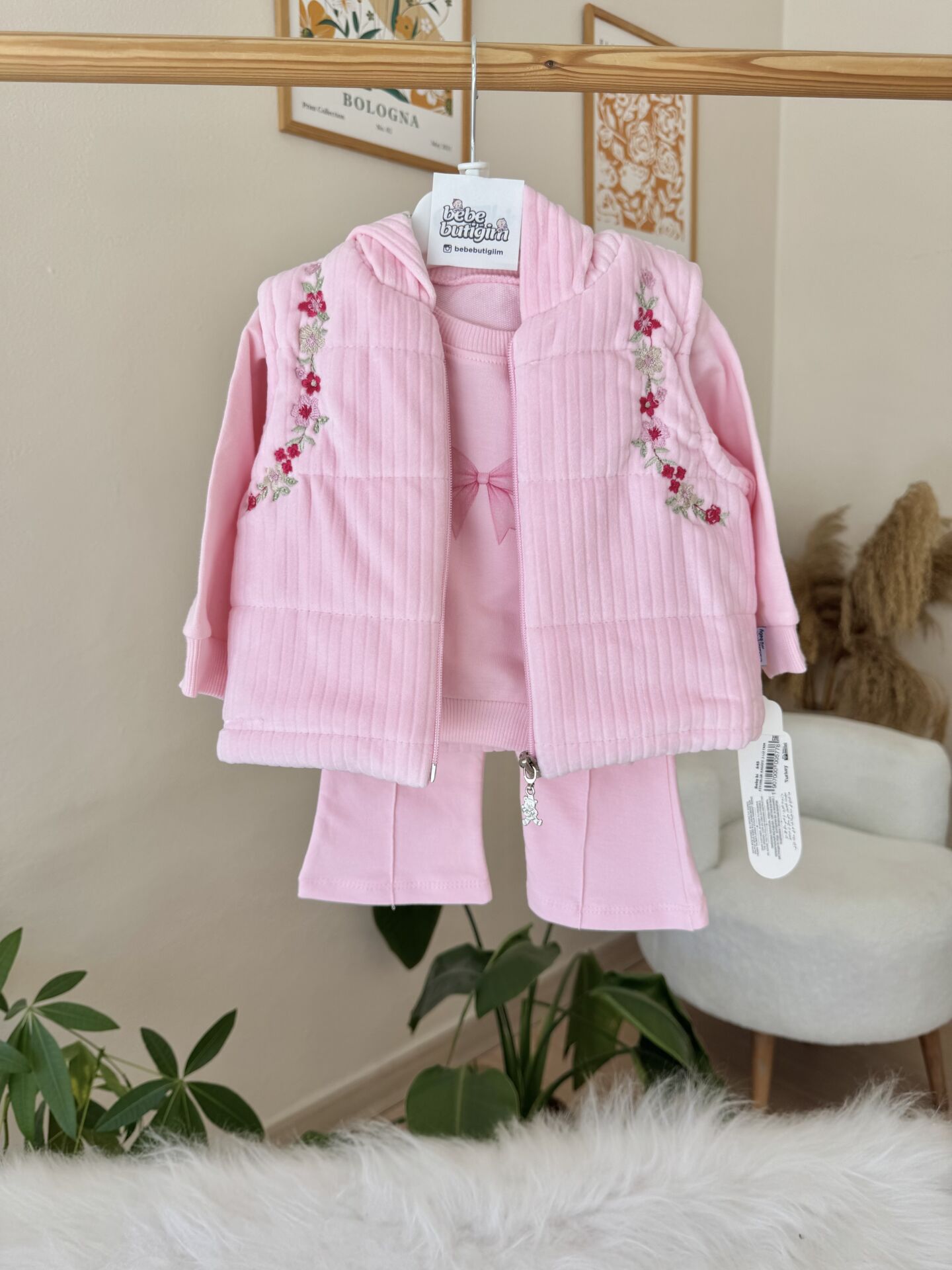 ÇİÇEK NAKIŞLI 3’lü takım