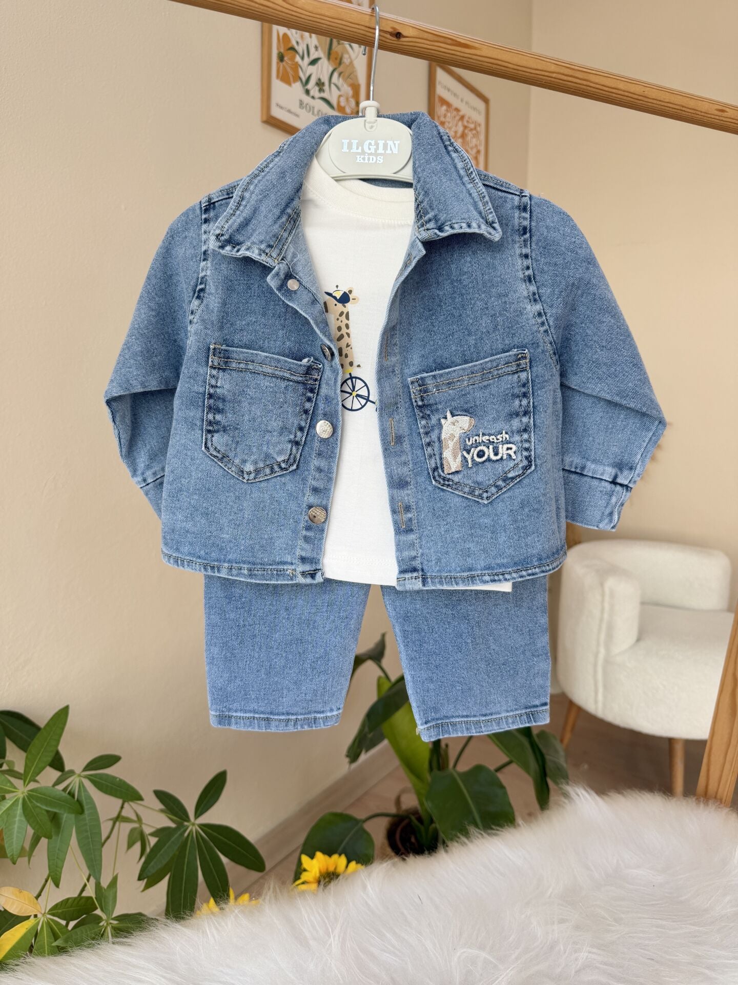 Zürafa kot ceketli 3’lü takım