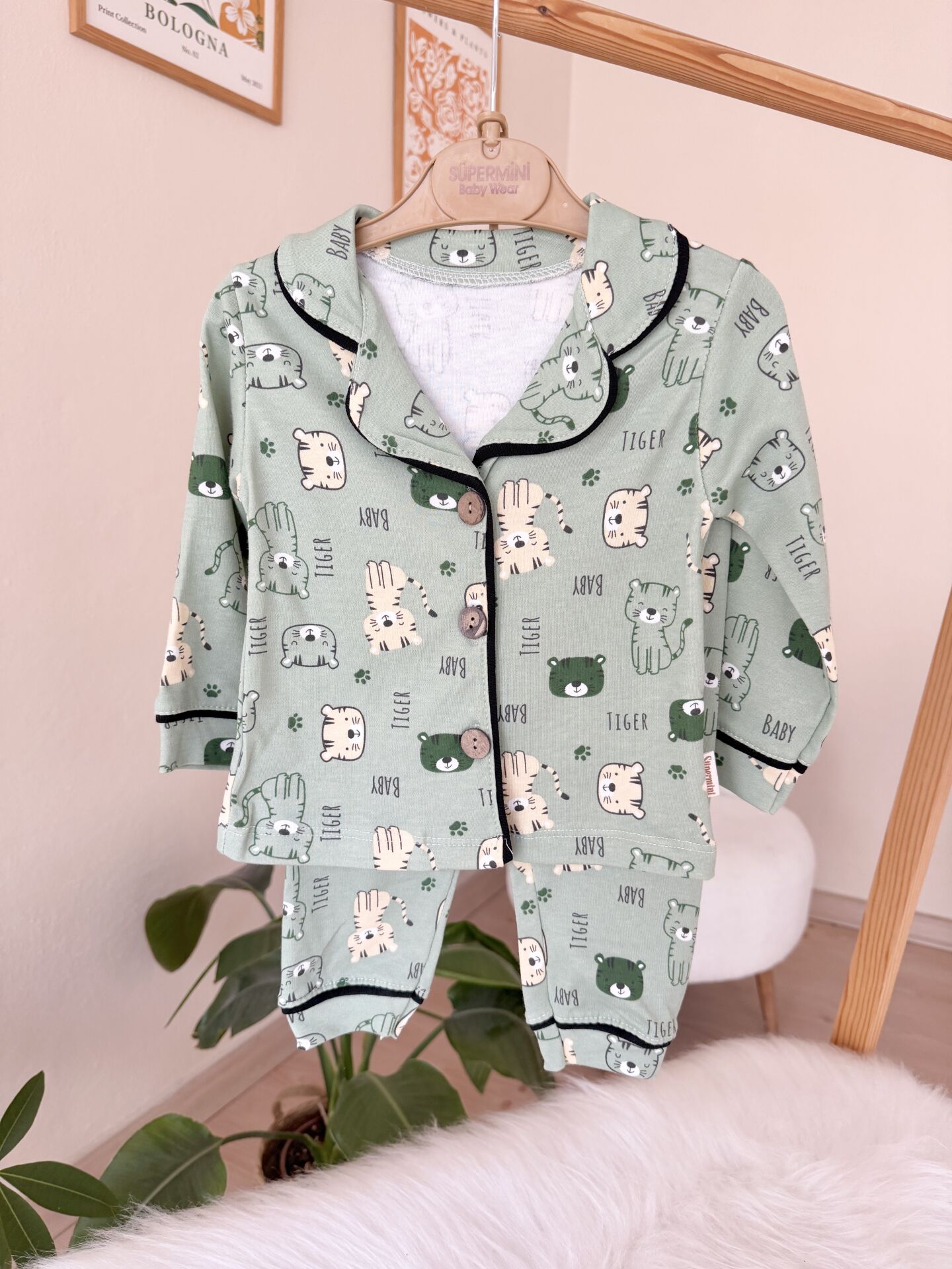 Yeşil tiger pijama takımı