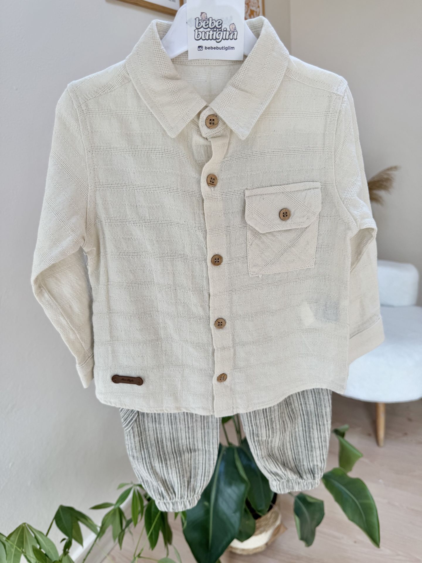 Keten müslin gömlekli 2’li takım