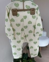 LÜX kalite yeşil kalpli pijama takımı
