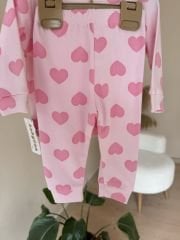 Lüx kalite pembe kalpli pijama takımı