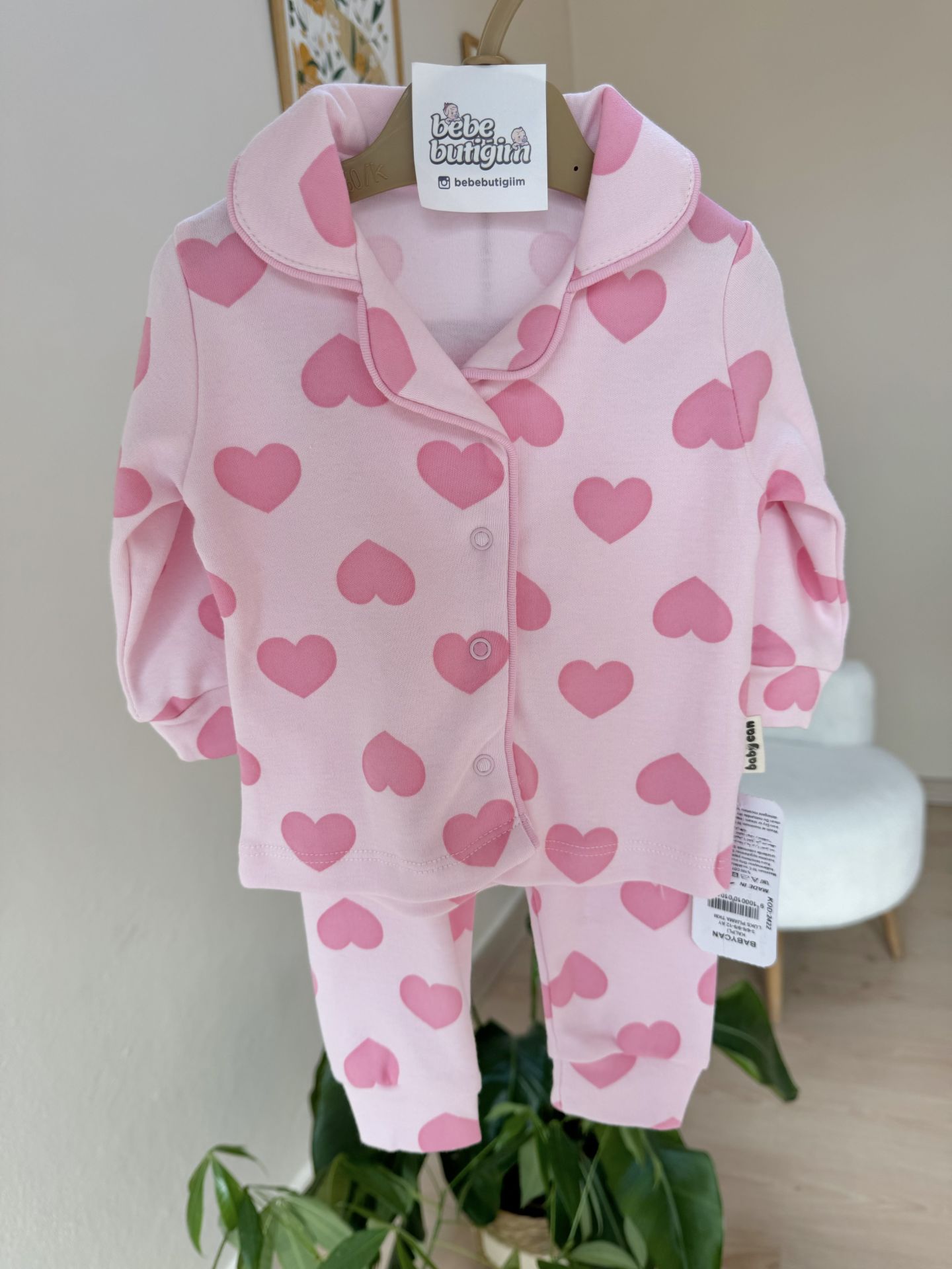 Lüx kalite pembe kalpli pijama takımı