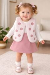 Puanlı yelek şort etekli 3’lü takım