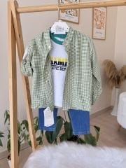 Yeşil kareli gömlekli 3’lü takım