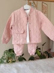 Pudra love bomber ceketli 3’lü takım