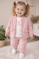 Pudra love bomber ceketli 3’lü takım