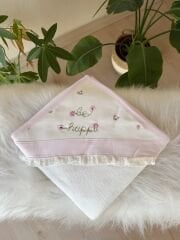 Premium pembe çiçek fistolu havlu