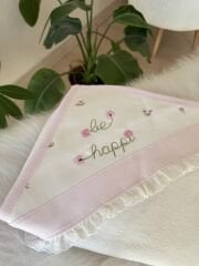 Premium pembe çiçek fistolu havlu