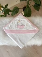 Premium pembe bath time havlu