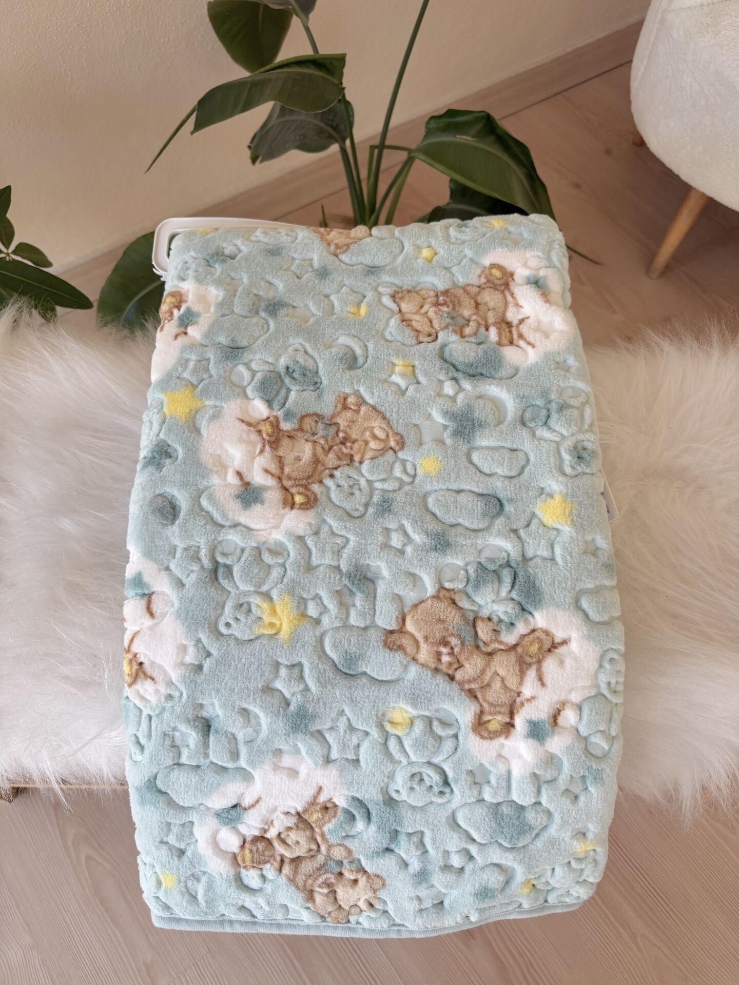 Yeşil ayıcıklı golden battaniye