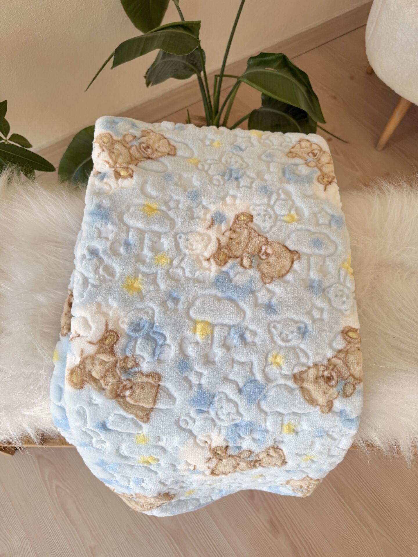 Mavi ayıcıklı golden battaniye