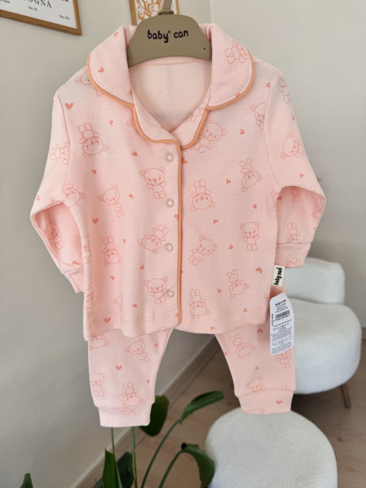 LÜX kalite somon sevimli pijama takımı