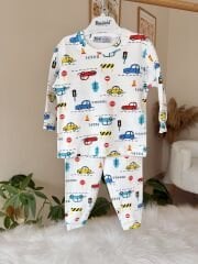 Renkli arabalar pijama takımı