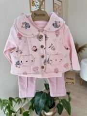 PREMİUM Pembe minnoş yelekli 3’lü takım