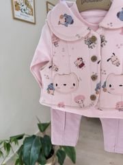 PREMİUM Pembe minnoş yelekli 3’lü takım