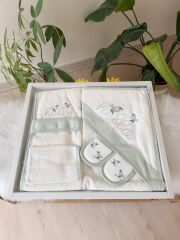 Yeşil kuşlu banyo set