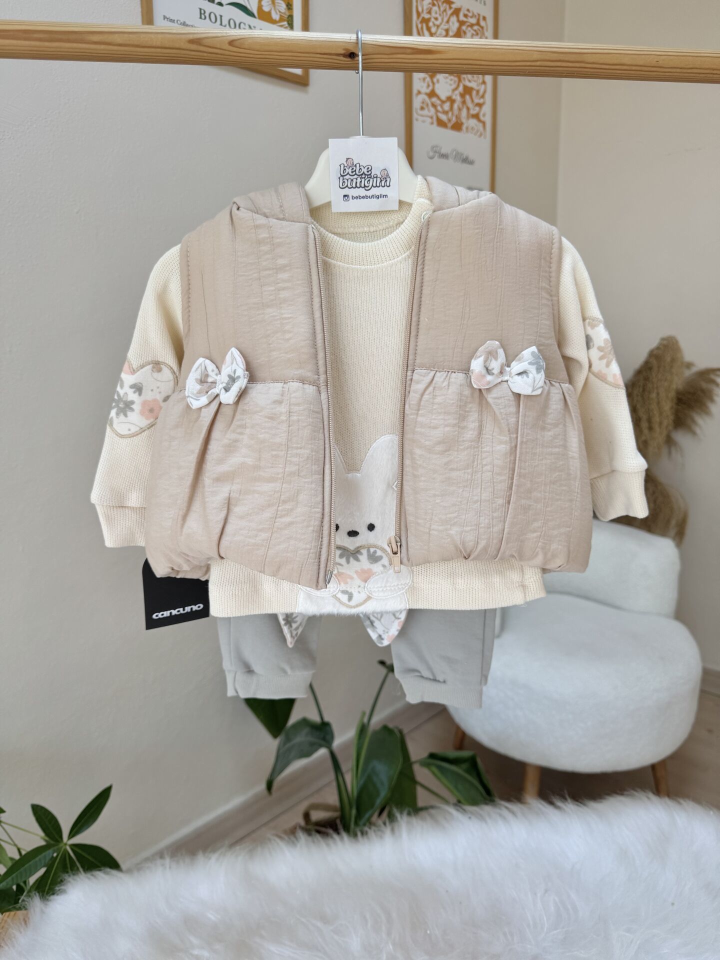 PREMİUM tavşan kulak 3’lü yelekli takım