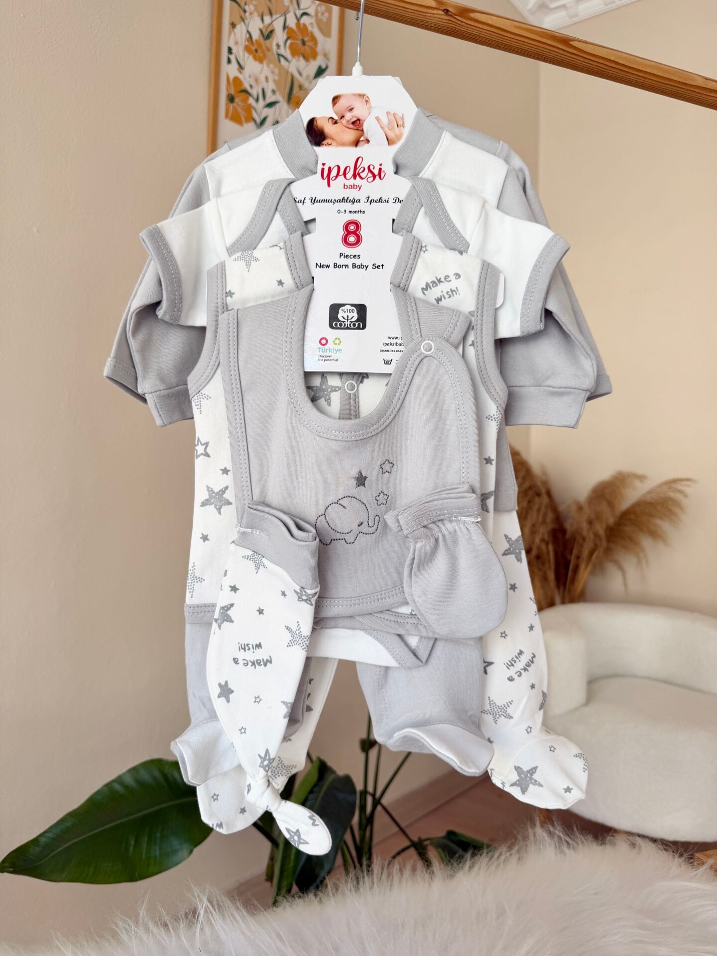 Gri yıldızlı fil 8’li set