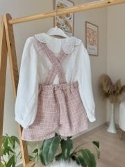 Pembe yaka detay gömlekli slopet