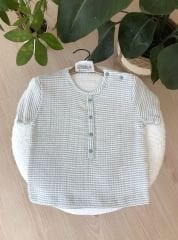 Yeşil çizgili müslin takım