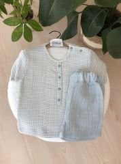 Yeşil çizgili müslin takım