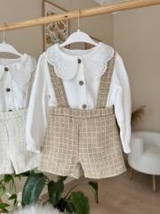 Kahve yaka detay gömlekli slopet