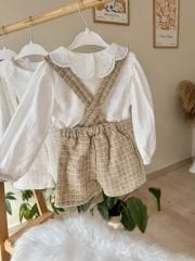 Kahve yaka detay gömlekli slopet