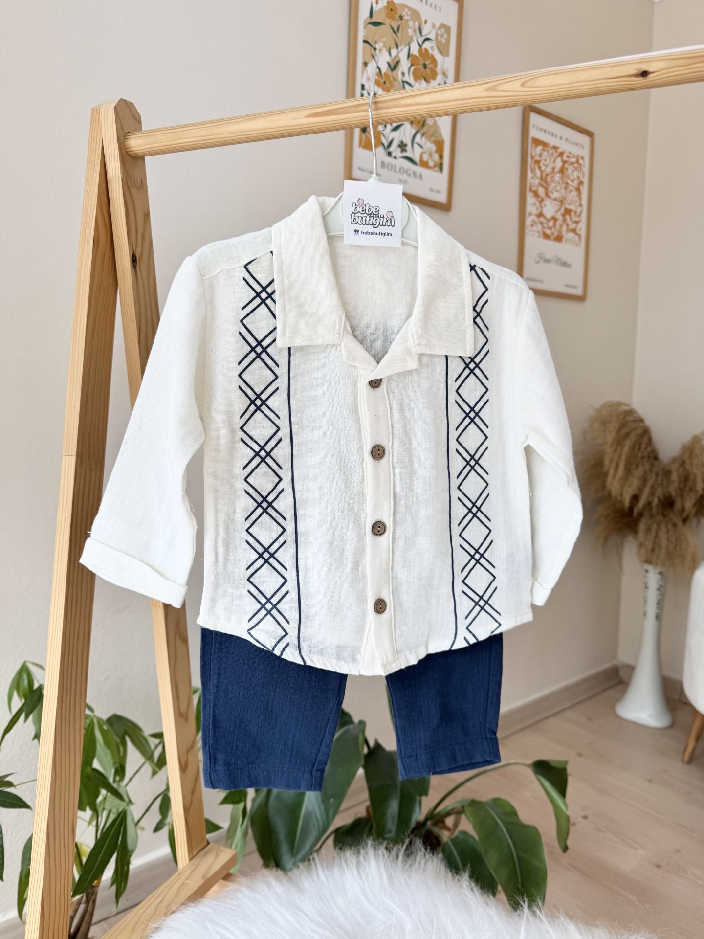 Lacivert müslin gömlekli takım