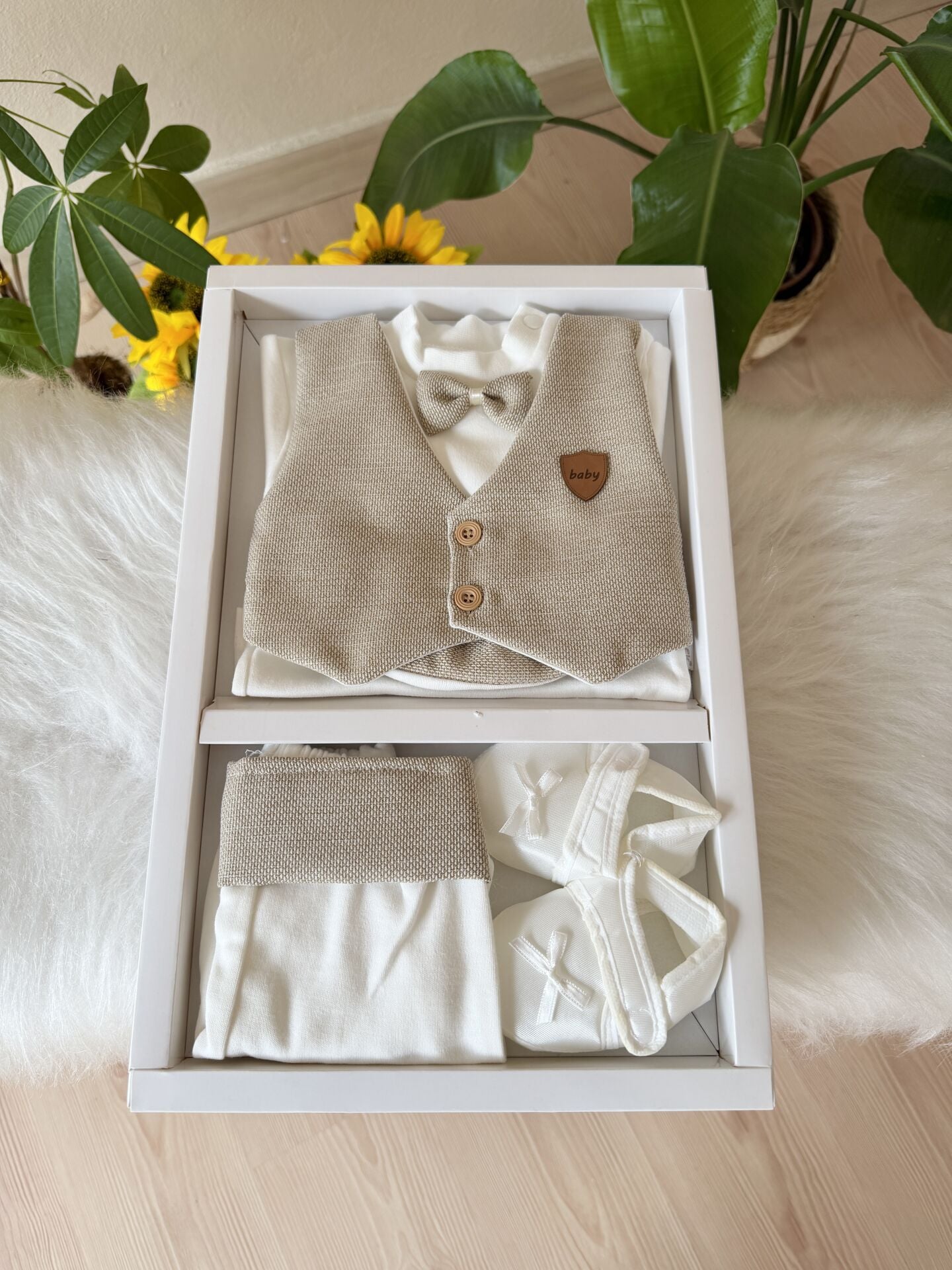 Kahve papyonlu set